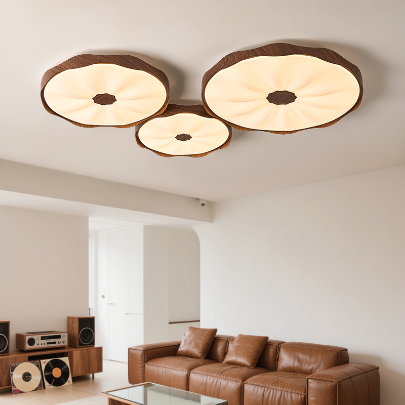Lámpara de techo de hoja de loto de estilo antiguo, lámpara de habitación de dormitorio, sala de estudio de restaurante retro francés, lámpara de nogal de alta calidad
