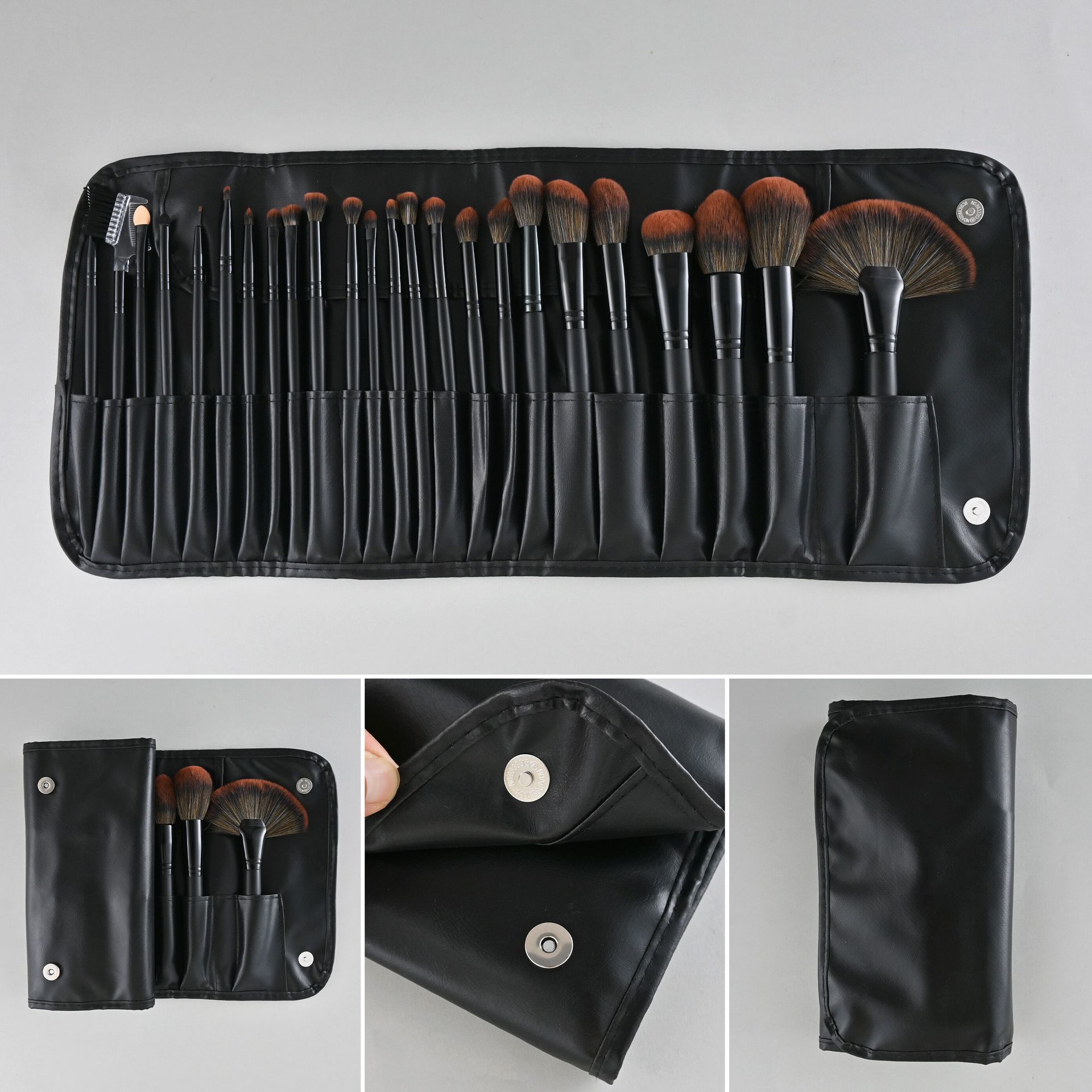 Fábrica al por mayor-blanco cremoso pinceles de maquillaje traje en forma de abanico 24 champán herramientas de maquillaje pelo sintético