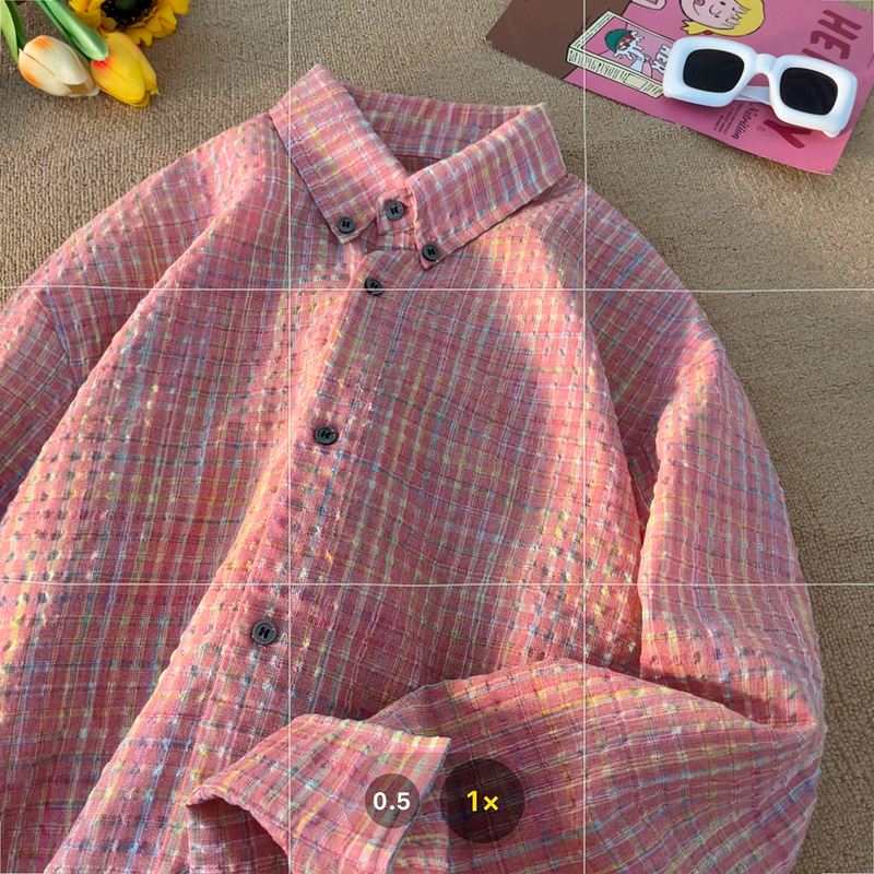 Bubble Gauze Plaid Long Sleeve Men's Spring And Autumn Trendy American Retro Shirt Fashionable Versatile Turn-down_voghion.com