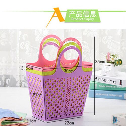 Bath Basket Hand Basket Soft Plastic Bathroom Bath Basket Women's Wash Bath Blue Storage Basket Frame Dirty Clothes Laundry Basket