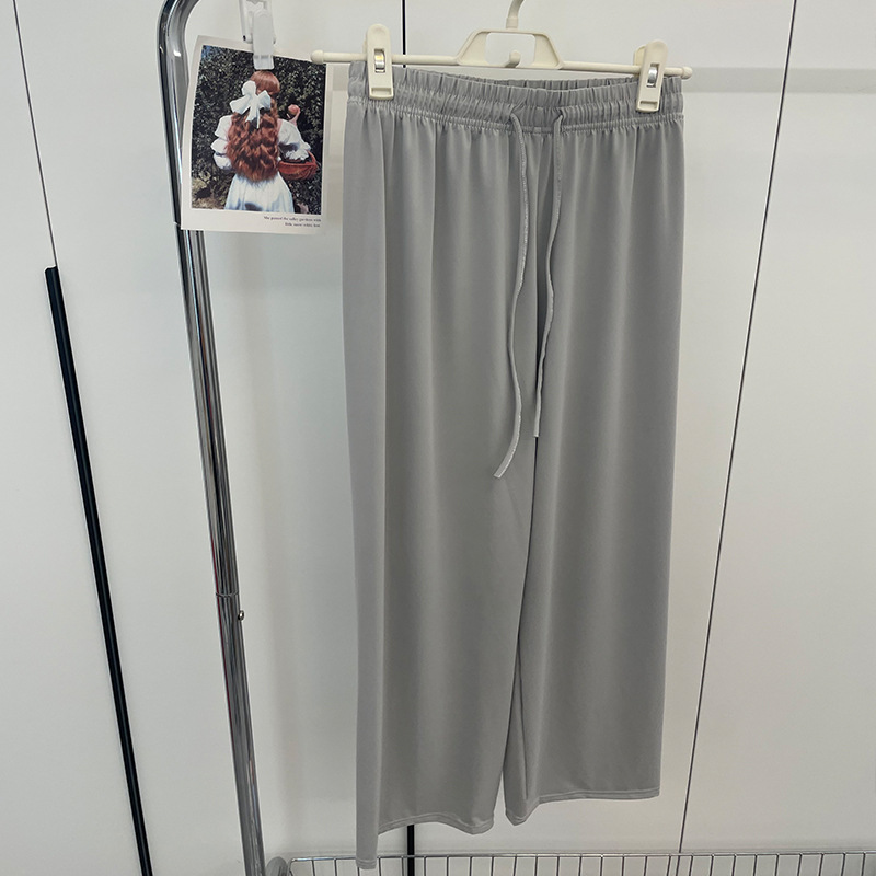 Pantalones de protección solar de seda de hielo, pantalones anchos, cintura alta de verano para niños, adelgazamiento, caída, pantalones rectos casuales simples y versátiles
