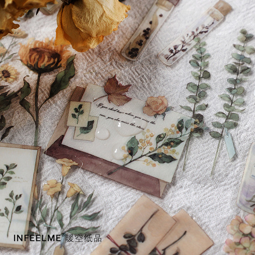 Infeel.me pet sticker pack, small garden four seasons series, plant and flower handbook material decorative stickers