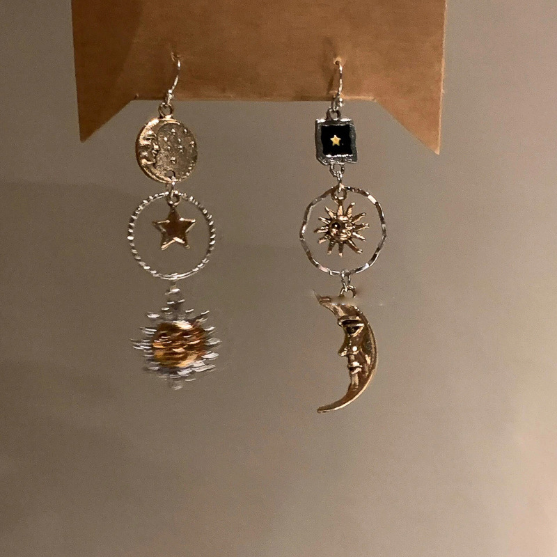 vintage中古不对称太阳花耳环女复古民族风流苏耳坠小众高级感耳|undefined