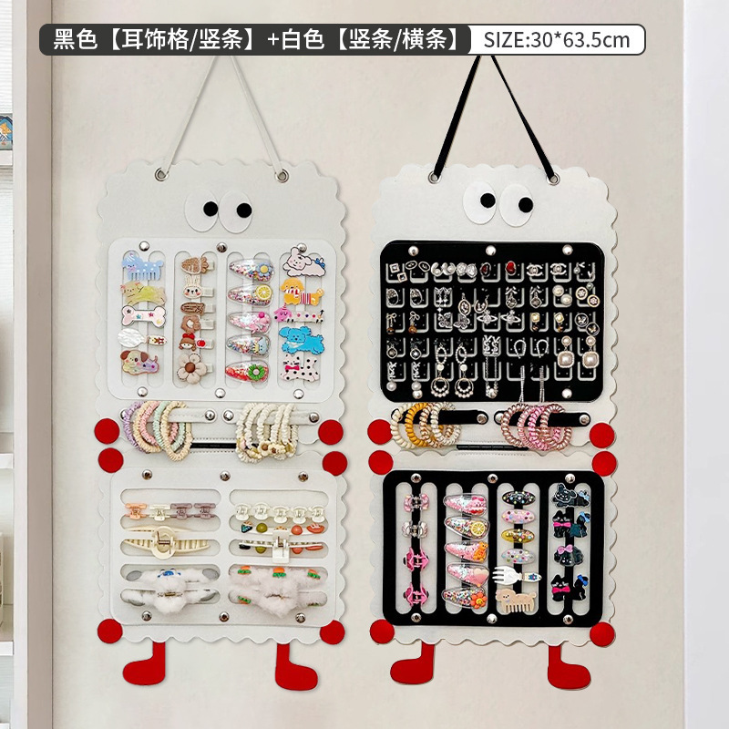 首饰收纳神器门后墙上耳环耳钉展示架毛毡挂袋发饰饰品整理置物架|undefined