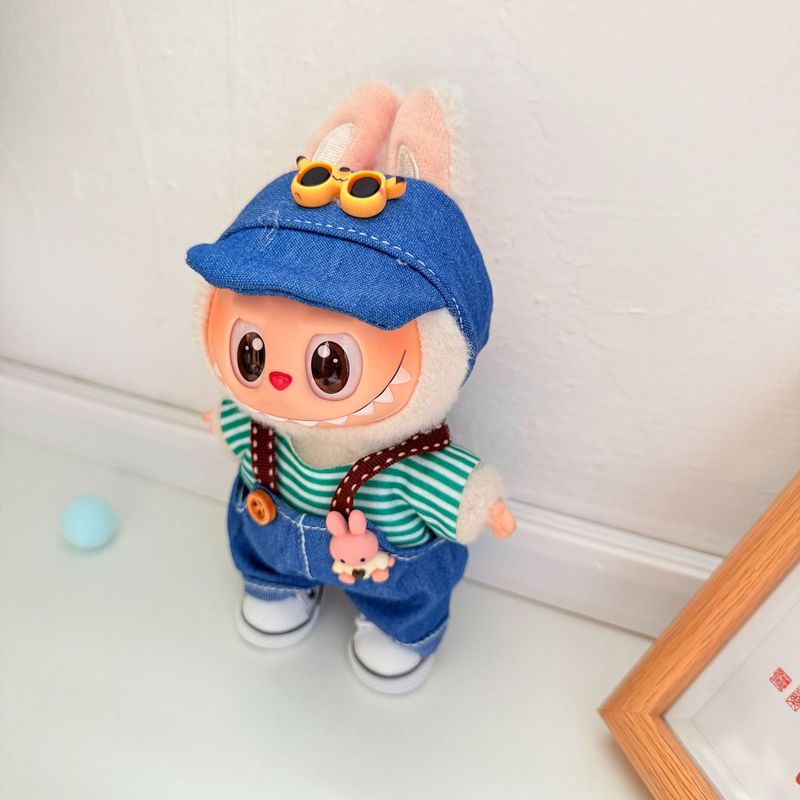 仅衣服] 一二代Labubu衣服挂件拉布布坐坐娃格纹记忆牛仔兔套装萌|undefined