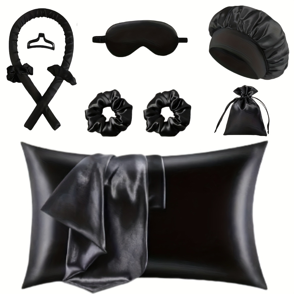 Comercio exterior transfronterizo sin rizador de calor, traje de venta caliente de Amazon, gorras para los ojos, gorros de ducha, sin calor, sin daño, almohada con cremallera individual