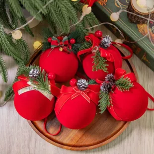 Ёлочные шары с флоком декор для праздника