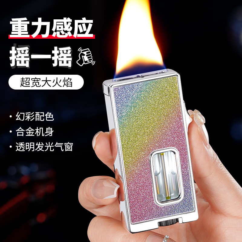 L2509重力感应多种点火方式超宽明火可视气窗充气打火机直播爆款|undefined