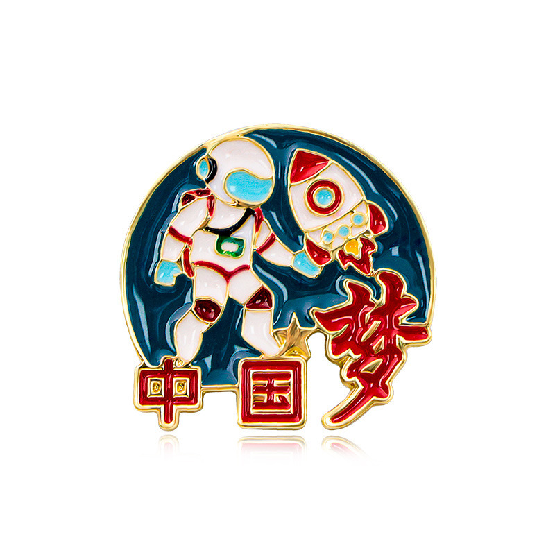 国慶節中国風個性文字漫画舞獅子天安門造形塗装バッジ学生アクセサリーブローチ卸売り|undefined