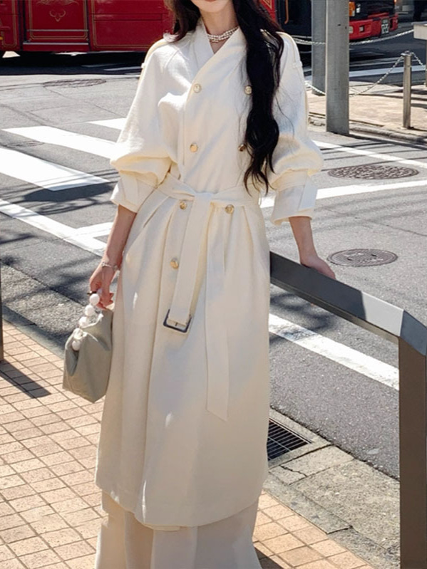 巨好看风衣女2025新款中长款外套高个子亚麻大衣早秋穿搭|undefined