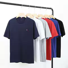 Men's Tommy Hilfiger Summer Short Sleeve T-Shirt, Pure Cotton Crew Neck Loose Fit Casual Tee