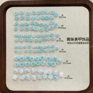青昧nail【天空蓝繁花】复古山茶花 月季花 荆棘玫瑰花美甲饰品