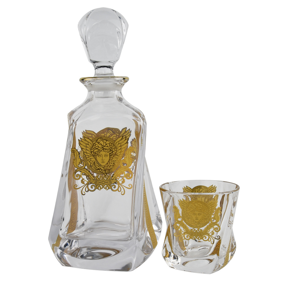 欧式加厚威士忌酒具套装真金花纸轻奢洋酒分酒器套装酒壶酒樽套装