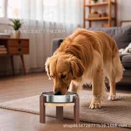 木质狗碗架猫狗喂食器实木狗食盆架猫狗护颈增高木架宠物喂食器