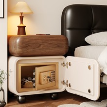 中古风实木床头柜保险箱一体2025新款家用卧室轻奢高级实木收纳柜