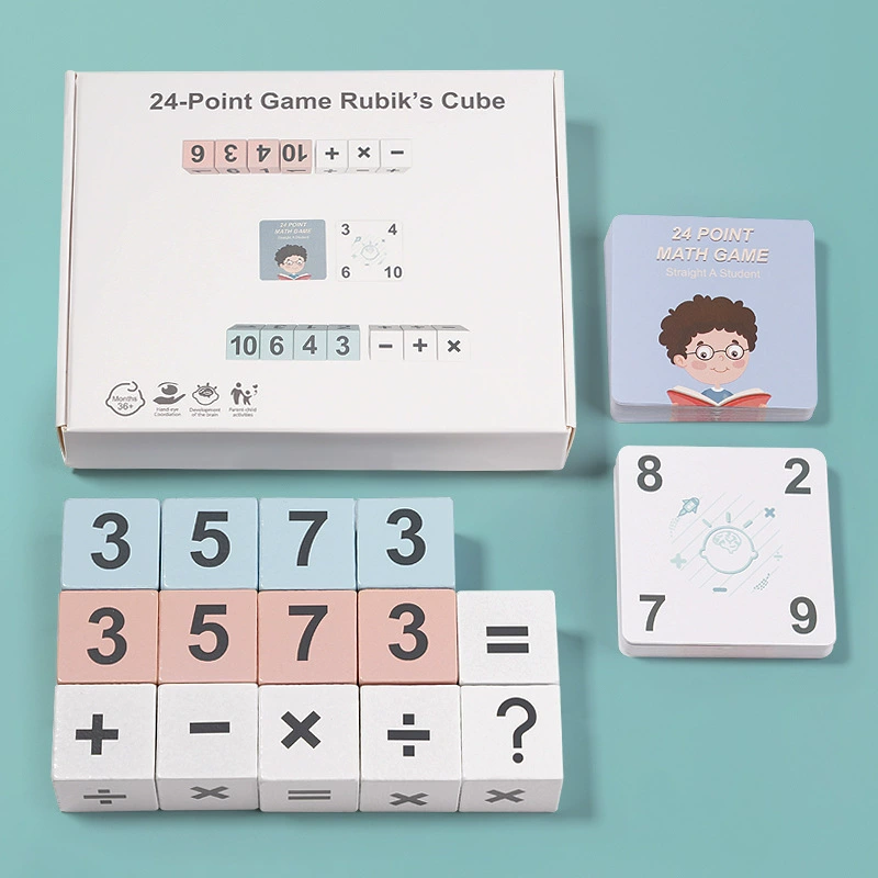 Wooden digital Rubik’s cube educational constructor, 24‑point number blocks, interactive math toy