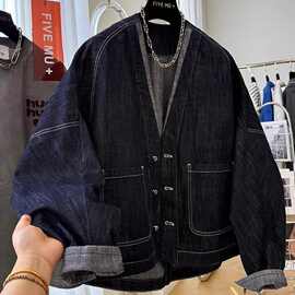 胖mm牛仔外套女宽松慵懒风松松垮垮蝙蝠袖春季休闲夹克短款中老年