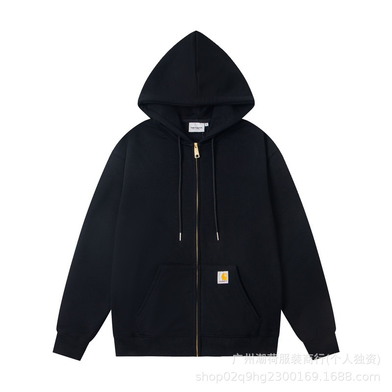 Wip Zipper Cardigan Terry Series European and American Carhartt Autum S Classic Embroidered Small Label Hooded Sweatshirt for Men and Women