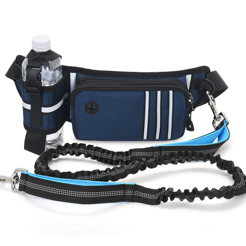 Cross-border pet walking artifact multifunctional water bottle waist bag with elastic dog leash dog leash running fitness mobile phone waist bag