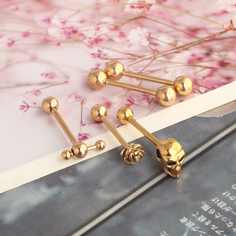 Stainless Steel Classic Tongue Stud 6 Piece Set Amazon Hot Selling Straight Rod Mixed 5 Color Optional Tongue Ring Piercing Jewelry detail image 9