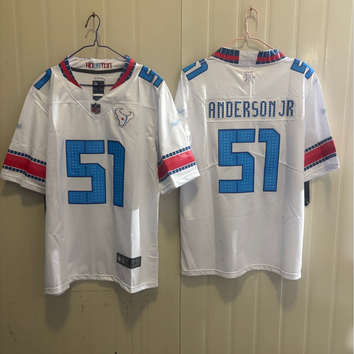 2026 NFL short-sleeved Texan team jersey, second generation embroidered, available for cross-border export.