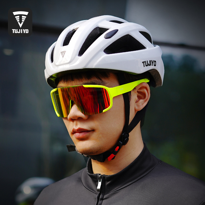 TUJIYD 자전거 오토바이 헬멧 사이클링 벨트 테일 라이트 충전 발광 산악 도로 자전거 장비 남성용