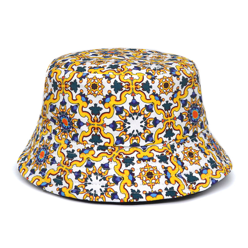Unisex Retro Vacation Geometric Printing Wide Eaves Bucket Hat display picture 6