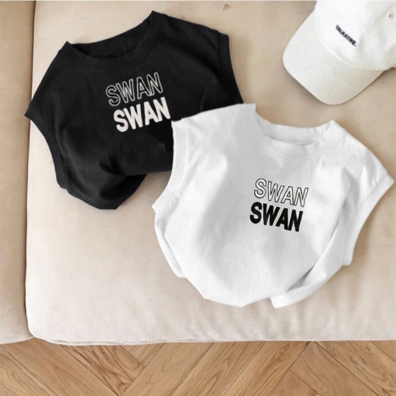 Summer vests for boys and girls, stylish and trendy, Hong Kong style, Korean style, Japanese style, letter print, pure cotton T-shirts