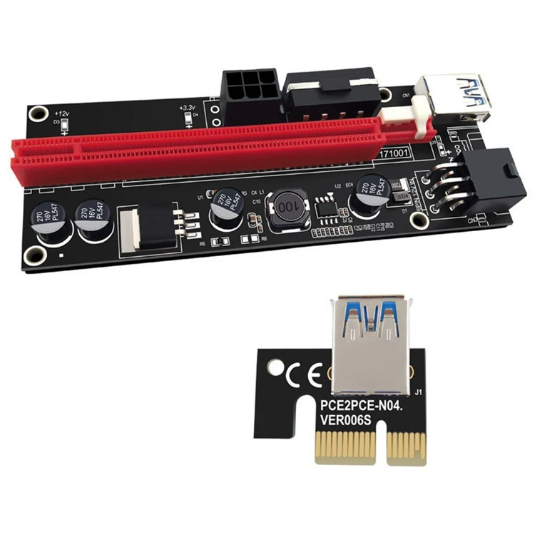 Расширительная карта PCI-E 1X до 16X графической карты с двойным питанием DC 6Pin, конверсионная карта PCIE PCIE