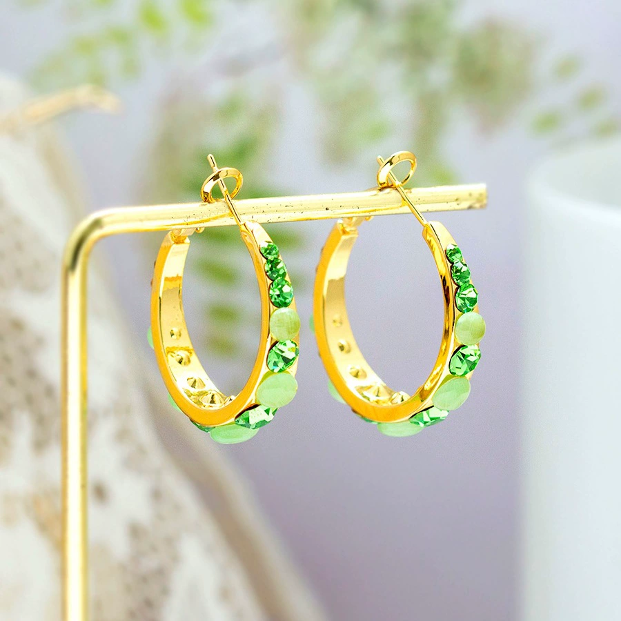 Сексуальные зелёные серьги, кошачий глаз