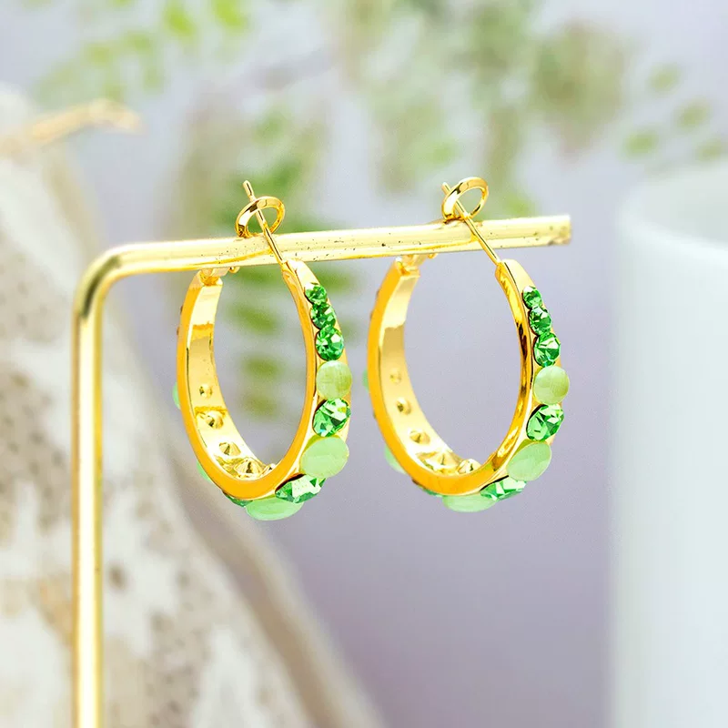 Сексуальные зелёные серьги, кошачий глаз