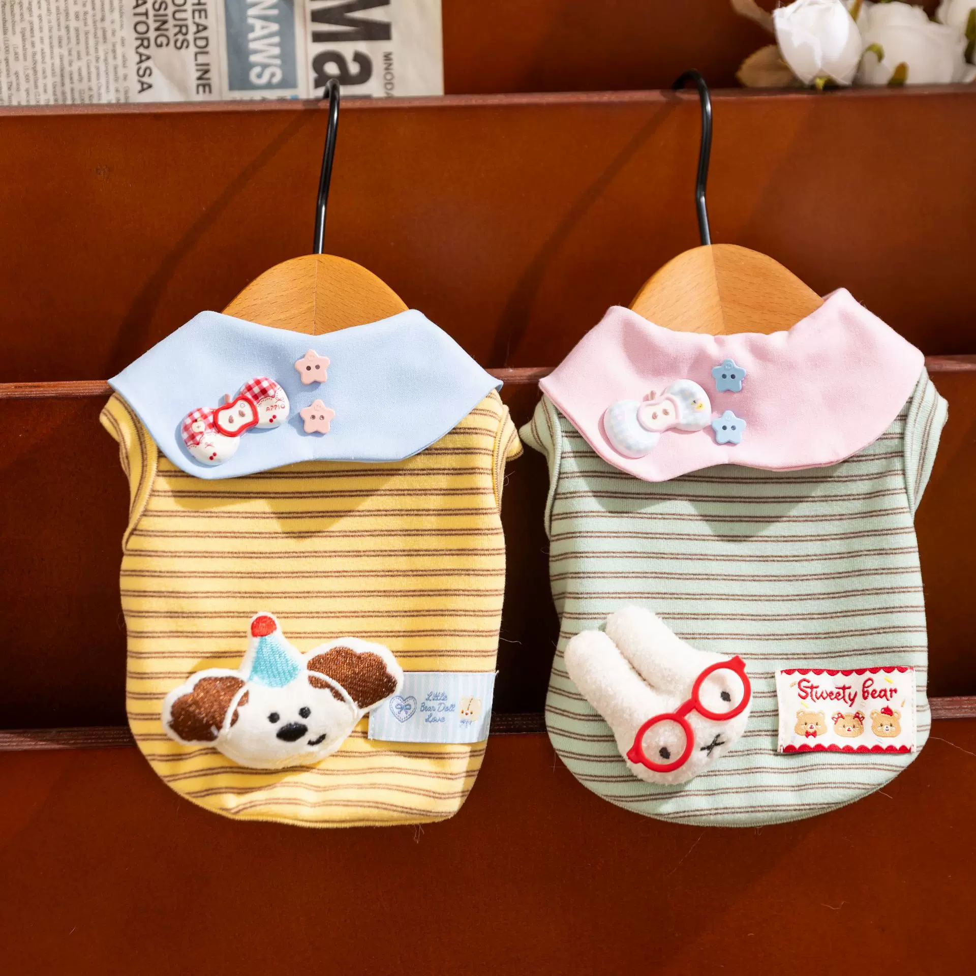 26年新款春夏宠物衣服小型犬比熊泰迪两脚海军领卫衣狗狗衣服背心