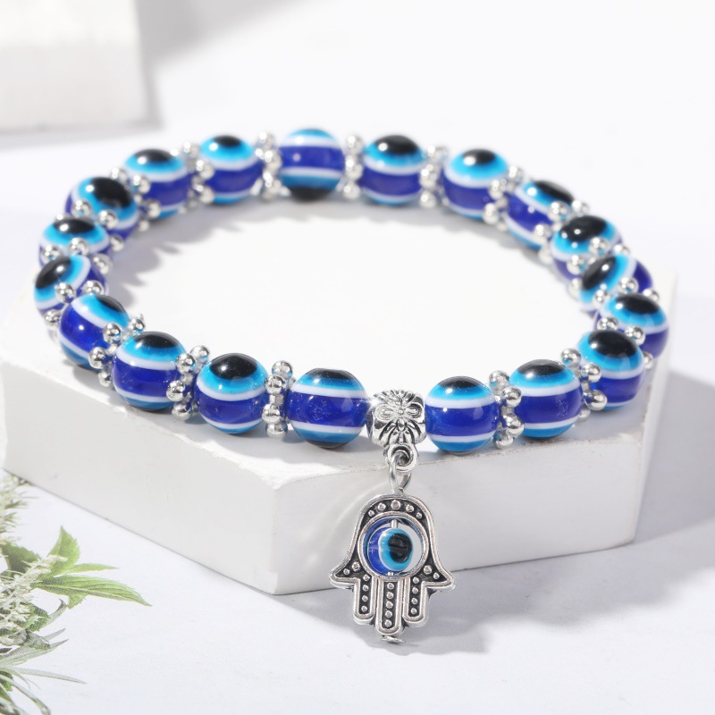 15g Weight Bracelets Classification 1 Piece Quantity Holiday, Daily Occasion Beaded Material Devil's Eye Pattern Unisex Gender Knitting Design Casual Style Casual Devil's Eye Beaded Knitting Unisex Bracelets 2