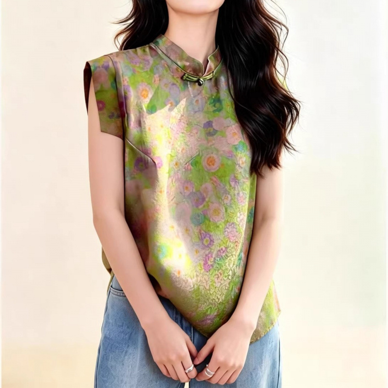Quality Assurance, Comfortable Silk, Age-Reducing, New Chinese Style, High-End Feel, Summer New Jacquard Short-Sleeved Shirt