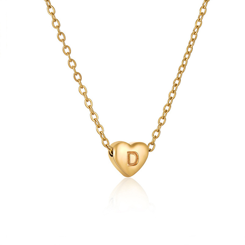 Kulei joyería de 18 quilates de oro de acero inoxidable collar de letras en forma de corazón accesorios femeninos europeos y americanos de acero de titanio melocotón colgante de joyería en forma de corazón