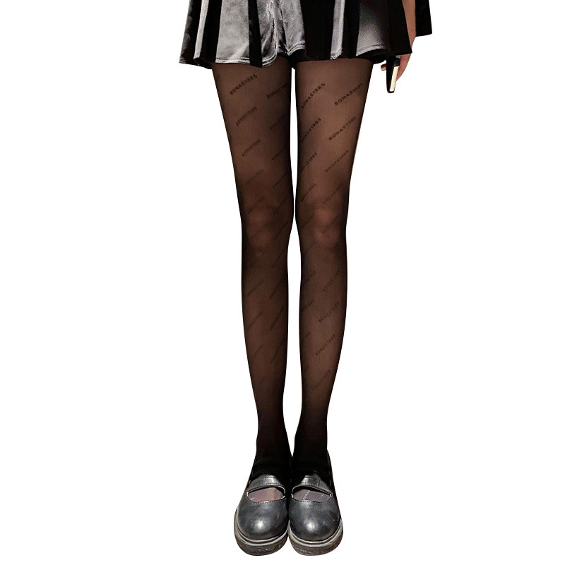 Medias negras de las mujeres delgadas calcetines negros de salto de discoteca calcetines de red carta de celebridad de Internet con pantimedias JK de diamante blanco
