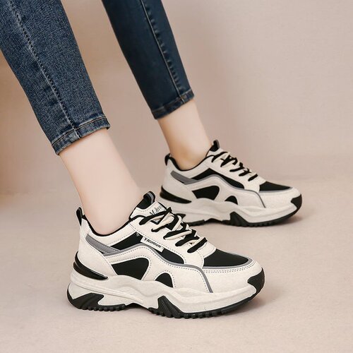 Wholesale Dad Shoes for Women 2025 Korean Style Rubber Sole Small Foot Effect Casual Shoes Thick-Soled Height-Increasing Sneakers