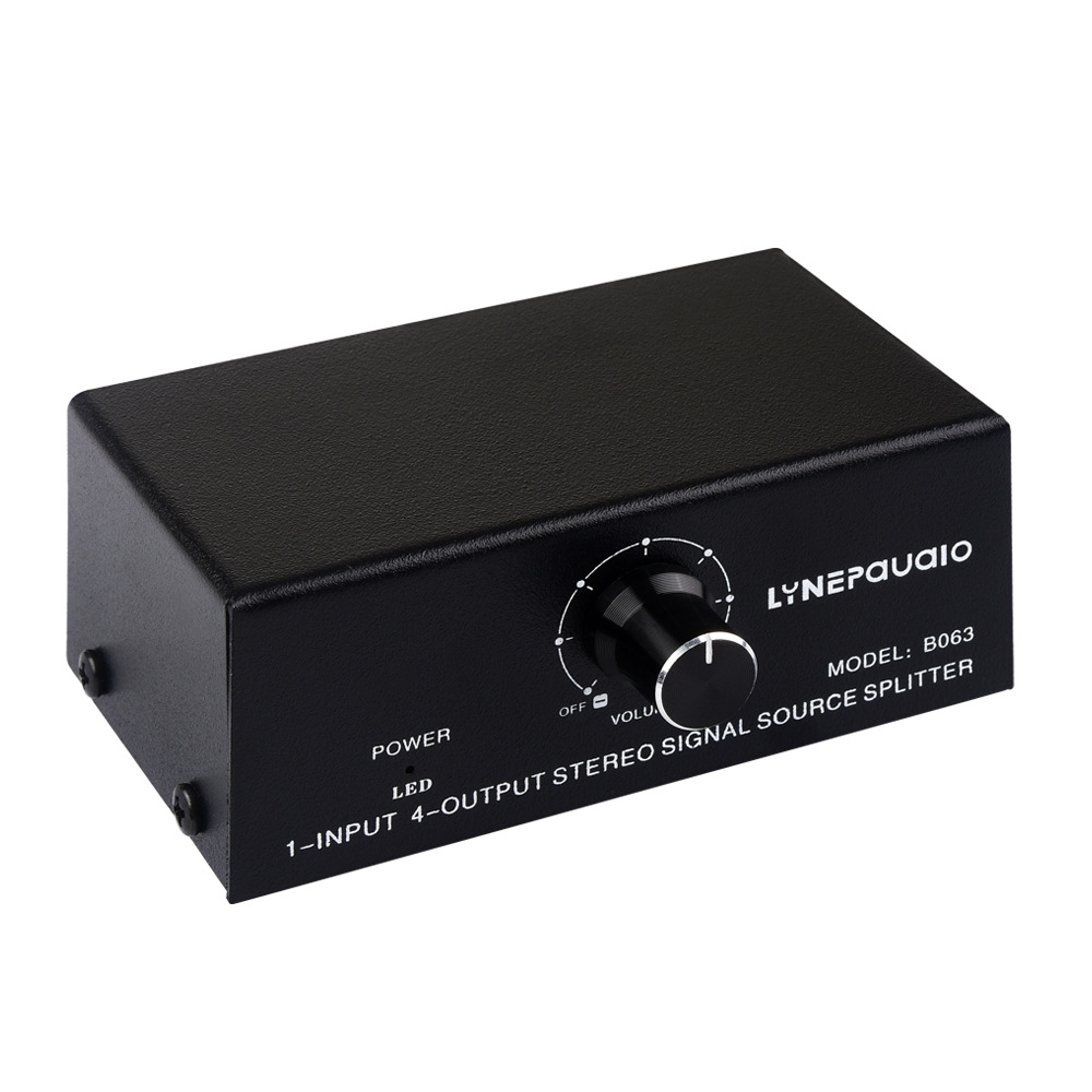 Mini 1 en 4 audio estéreo distribuidor de señal USB5V fuente alimentación sin pérdida salida RCA interfaz