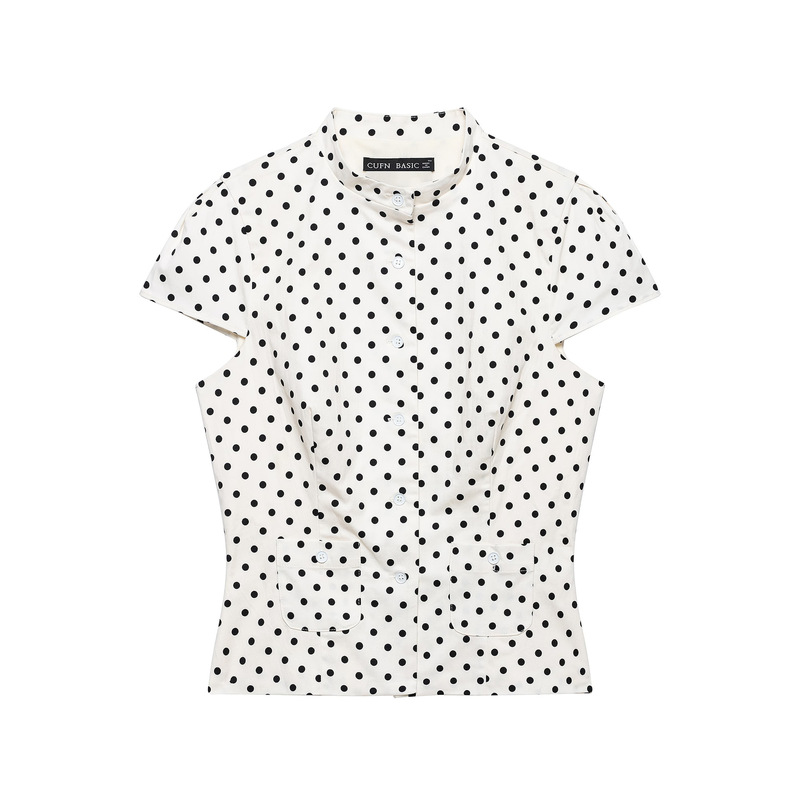 2026 Pb&Za New Cross-Border European and American Foreign Trade Stand-Collar Polka Dot Pocket Embellished Poplin Waist-Cinching Shirt Top 2026 Pb&Za New Cross-Border European and American Foreign Trade Stand-Collar Polka Dot Pocket Embellished Poplin Waist-Cinching Shirt Top