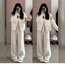 小个子穿搭针织拼接羽绒棉服女短款TB冬季休闲外套女立领棉衣加厚