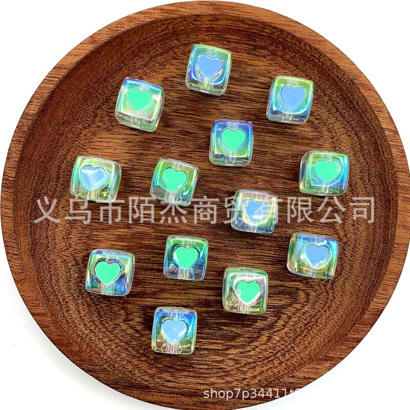 アクリル透明 2 色ラブダイスビーズ DIY ジュエリールースビーズアクリルスクエアオイルドリップメッキカラースクエアビーズ|undefined