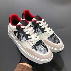 跨境高端Balma*n巴尔蔓拼色蛇纹低帮男鞋百搭真皮运动休闲板鞋