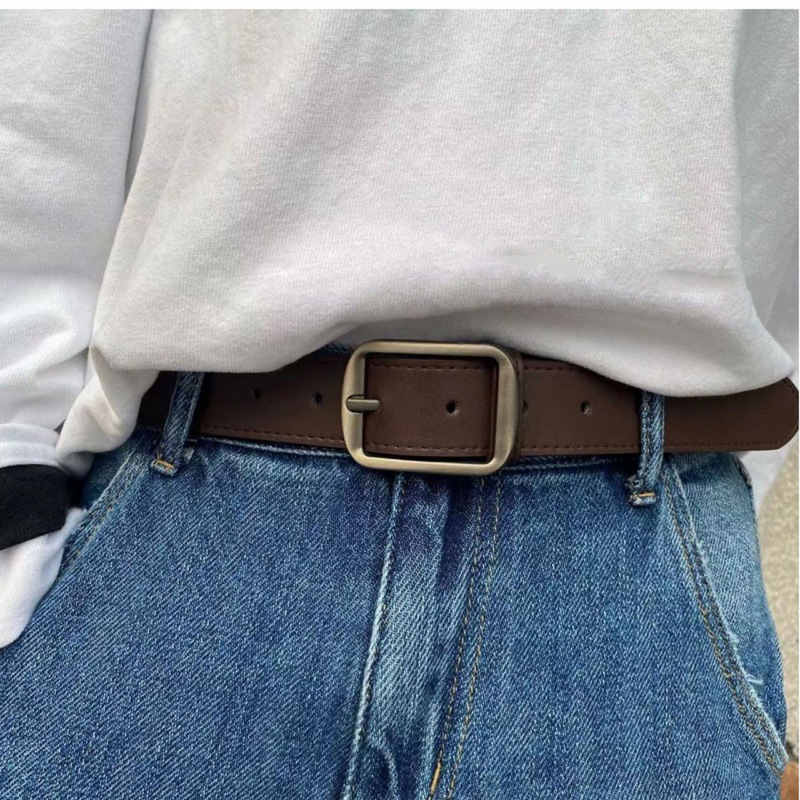 Men's Belt Korean Style Ins Jeans Belt Pin Buckle Trendy Young Men and Women Neutral Texture Retro Simple Light Luxury