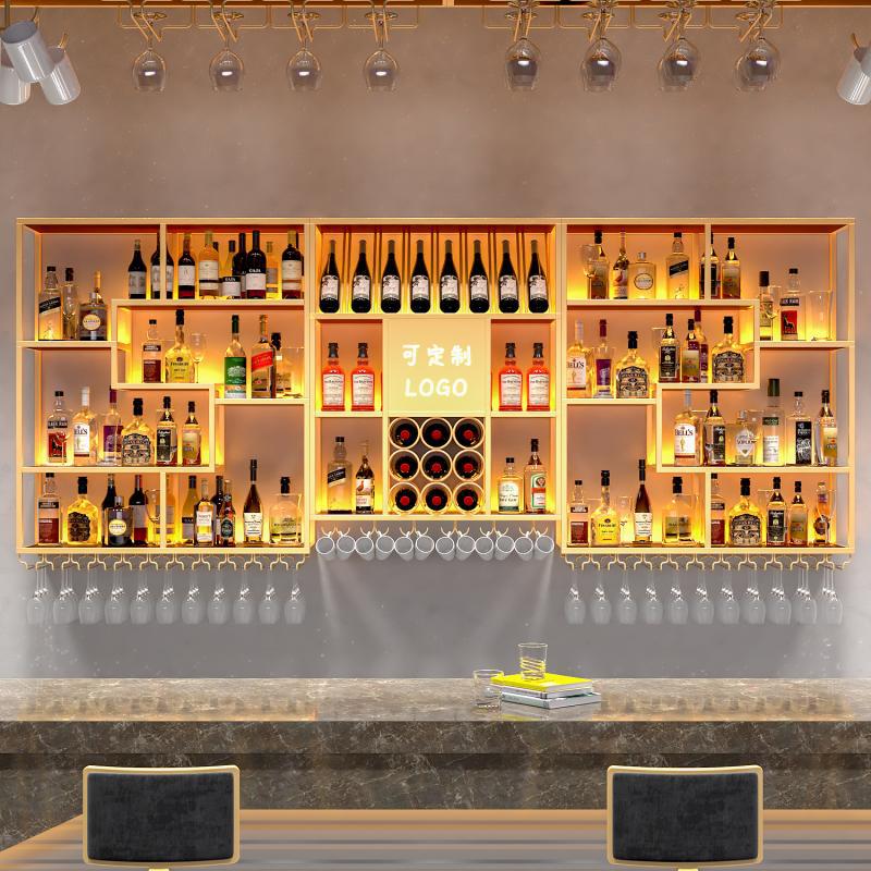 GJU8 bar bar wine cabinet wall-mounted clear bar restaurant iron display rack wine red wine rack