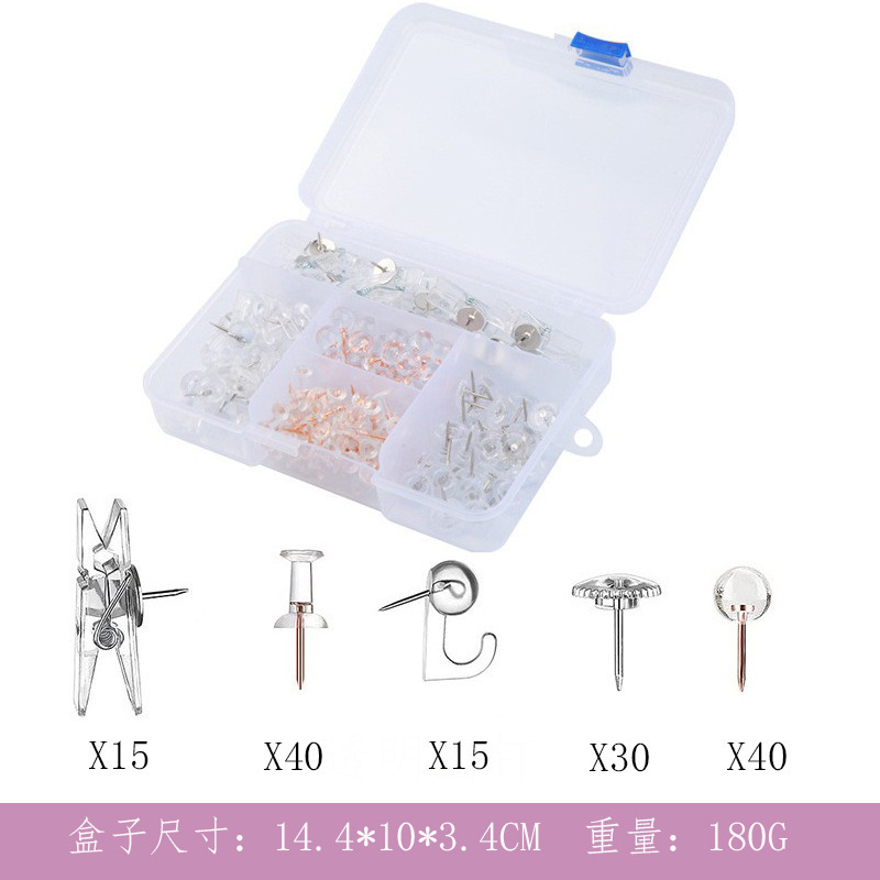 Combinación de clip de chincheta creativo multifuncional de color transparente de Rockfield Juego de tachuelas de foto de mapa de tablero de corcho