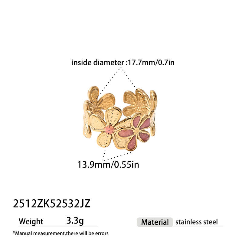 Ana Europa y América transfronterizos de acero inoxidable dopamina anillo de flores de color mar abierto vacaciones ajustable lote de joyería