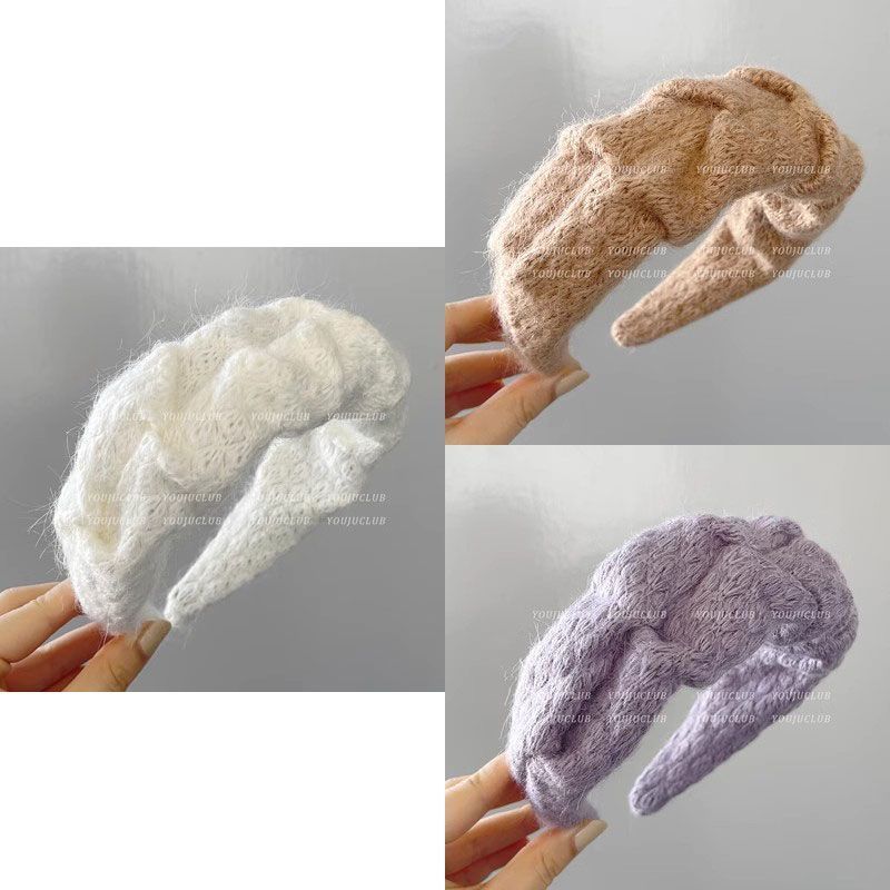 Hong Kong style retro headband - cream white + milk tea + taro purple