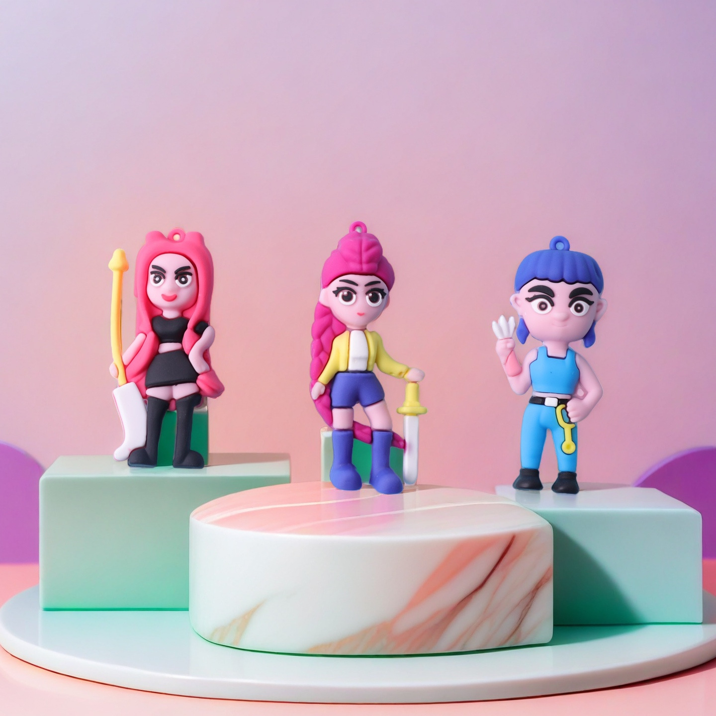 Transfronterizo nuevo grupo de caza de brujas colgantes de llaves PVC colgantes de goteo de pegamento bidimensional mochila KPOP adornos al por mayor