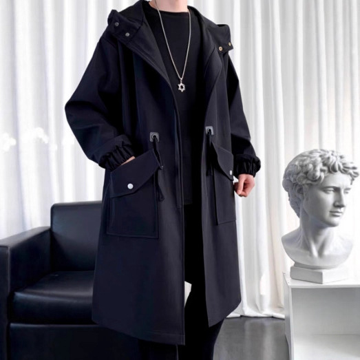 Men's trench coat, long winter coat, thickened overcoat, 2025 new style, plus size men's jacket, trendy.