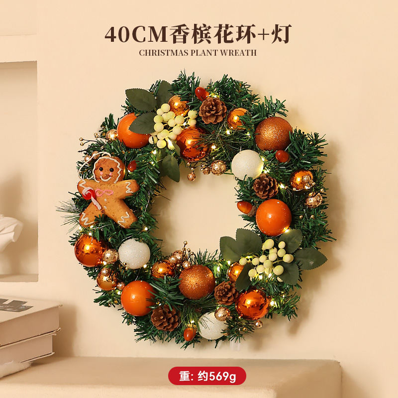 Venta caliente transfronteriza decoración navideña guirnalda de 40cm al revés escaparate del hotel escena del centro comercial colgante de la puerta colgante de la pared diseño